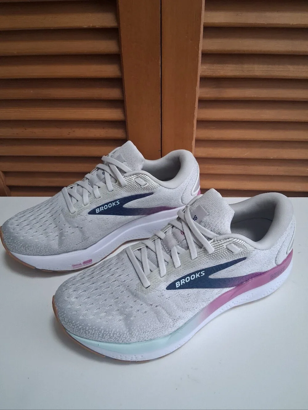Brooks Ghost 16 Womens Running Shoes Grey Purple 1204071D175 Size 8 Wide D